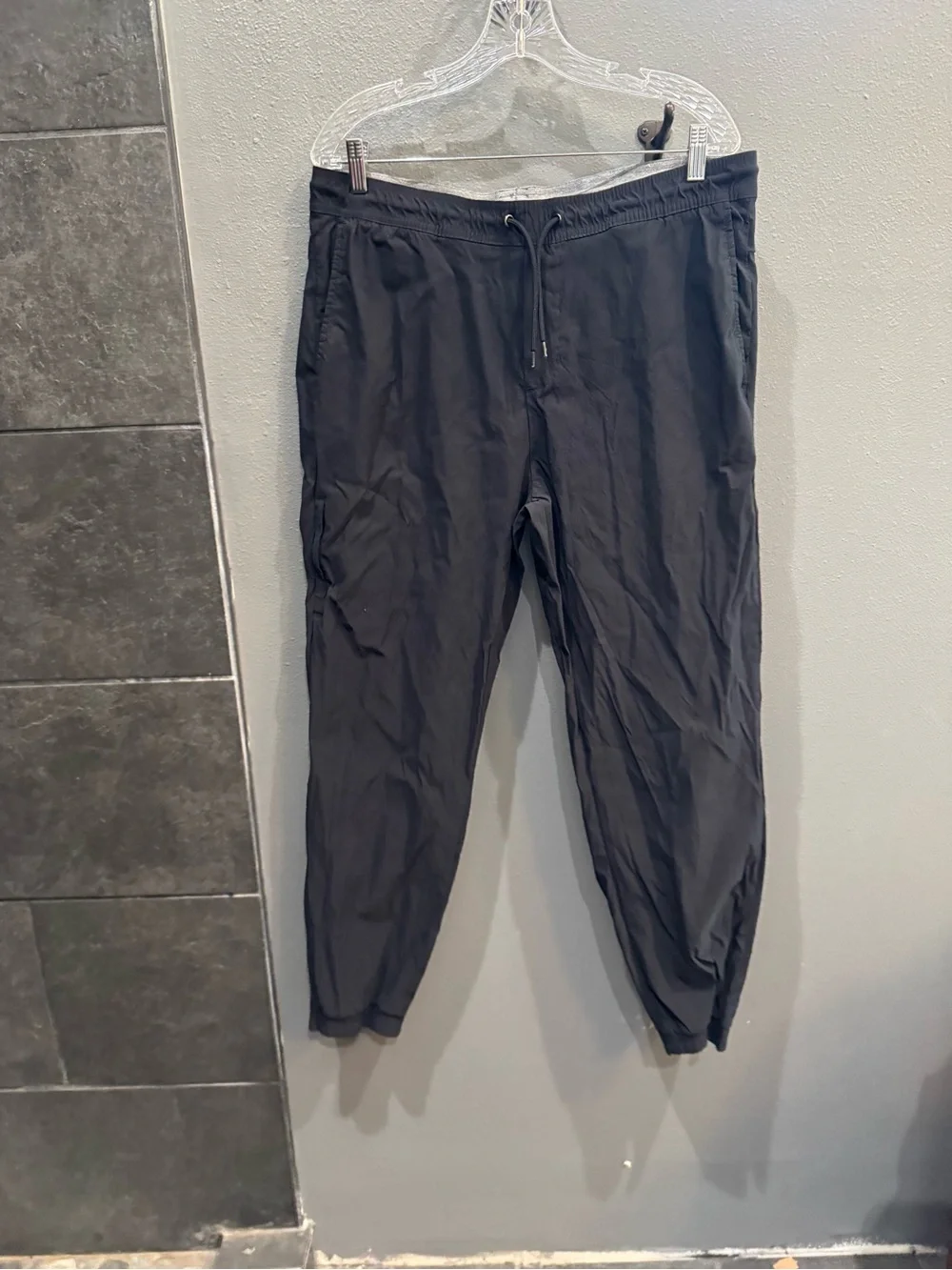 Men's Casual Black Jogger Pants with Drawstring Waist